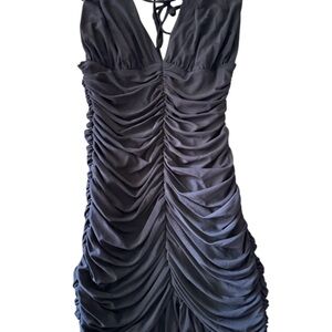 Papaya Elegant Black Ruched Dress. Size M